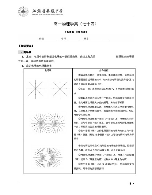 电场线 匀强电场