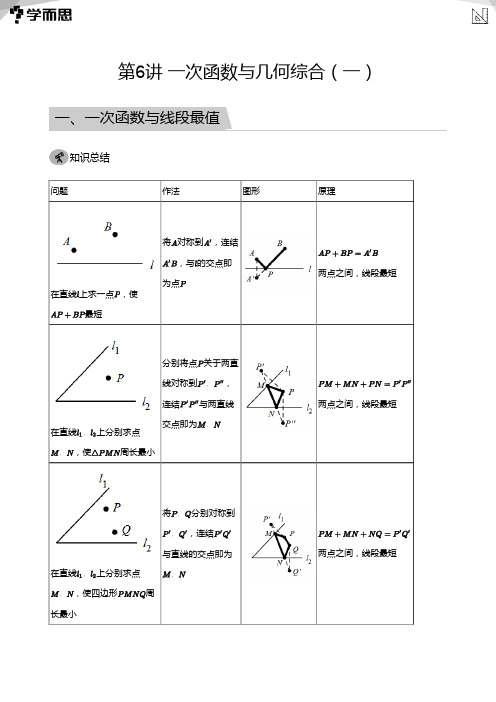 第6讲 一次函数与几何综合(一)(教师版)