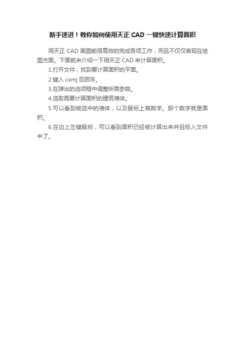 新手速进！教你如何使用天正CAD一键快速计算面积