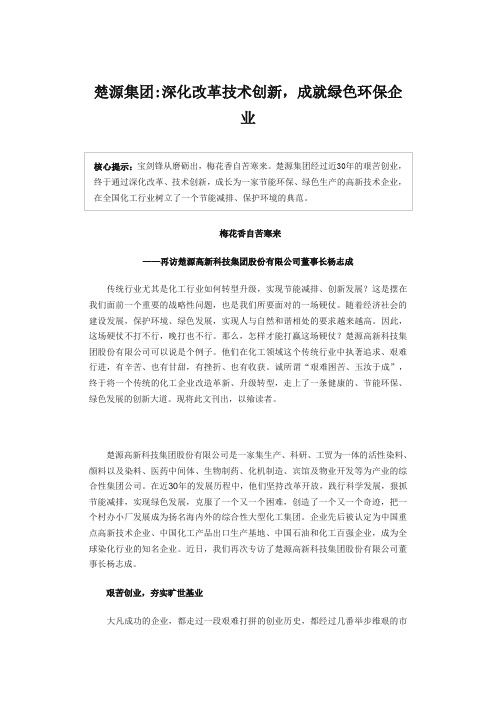 楚源集团(湖北楚源化工集团)深化改革技术创新,成就绿色环保企业