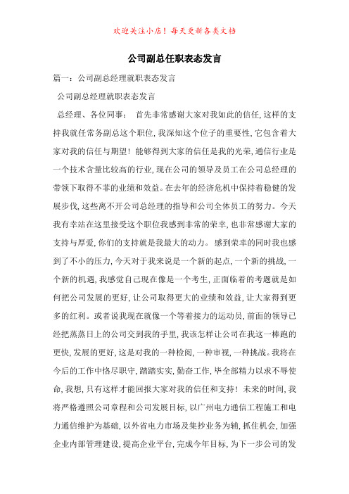 公司副总任职表态发言-最新范文