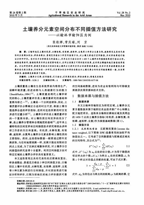 土壤养分元素空间分布不同插值方法研究——以榆林市榆阳区为例