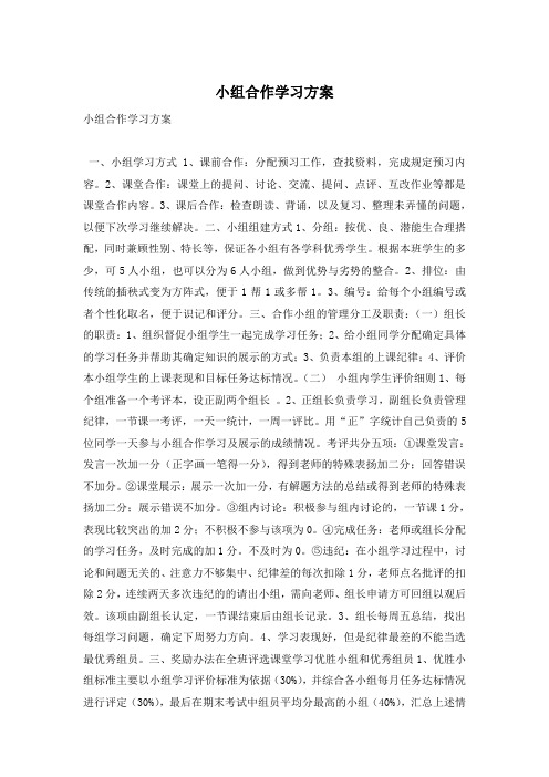 小组合作学习方案