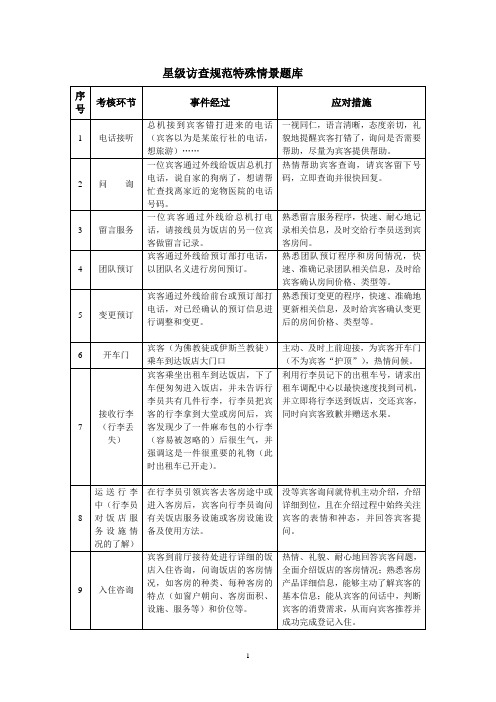 酒店培训--星级访查情景题