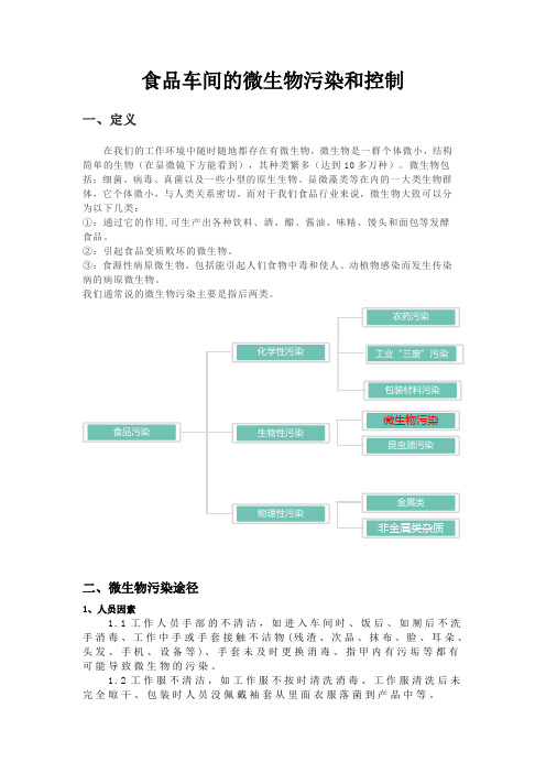 食品生产车间的微生物污染和控制方法