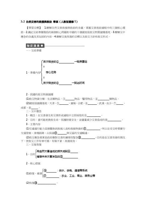 人教版高中地理选修6学案-自然灾害的救援与救助