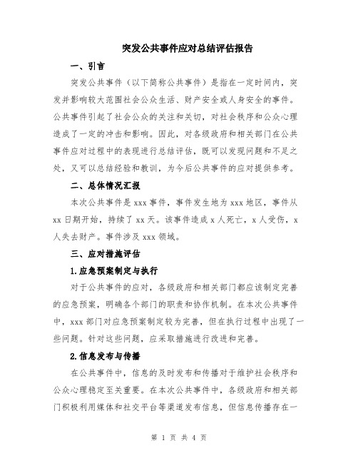 突发公共事件应对总结评估报告