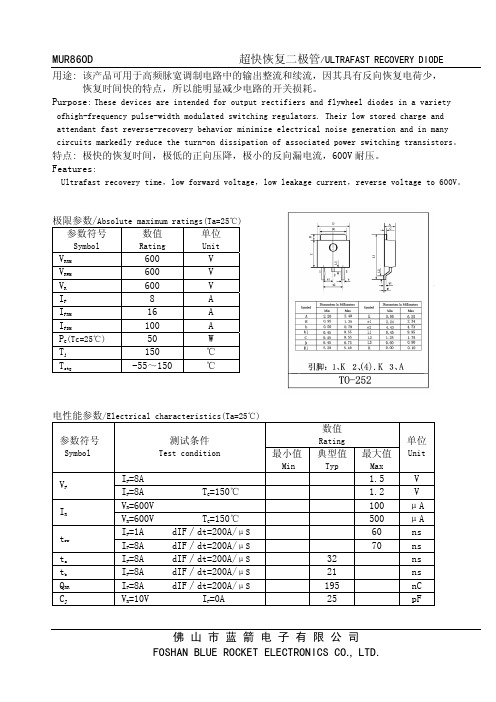 超快恢复二极管ULTRAFAST