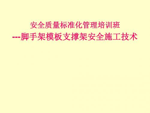 安全质量标准化管理培训班---脚手架模板支撑架安全施工技术