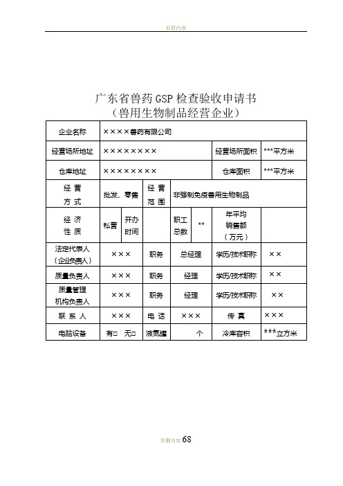 兽药GSP检查验收申报材料完整版