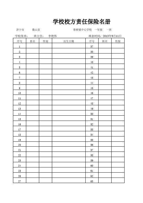 六一鲁桥中心小学学生校方责任保险名册