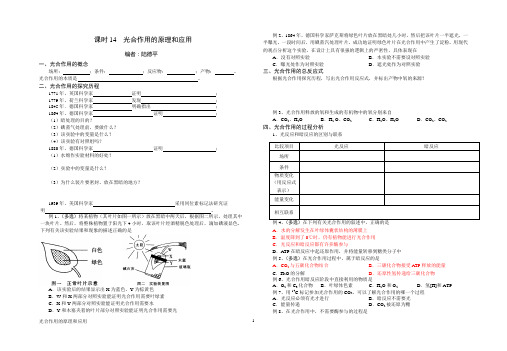 高三复习学案：光合作用的原理和应用(陆德平)