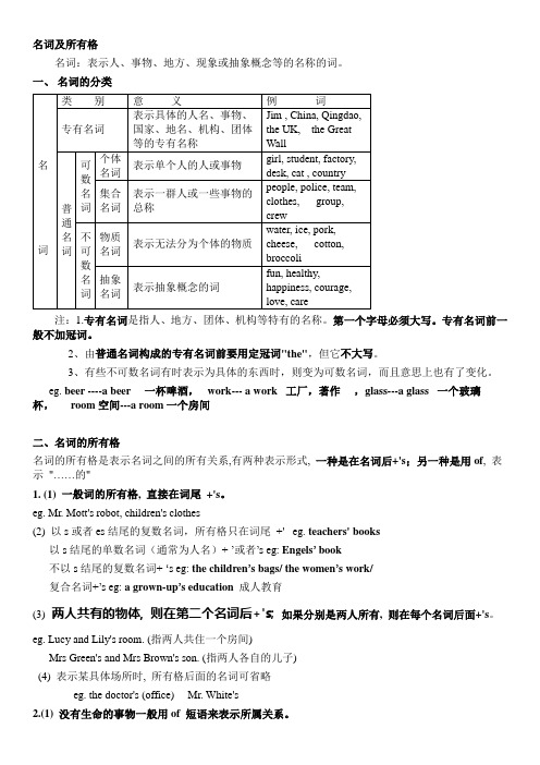 (完整word)初中名词所有格讲解及练习及答案