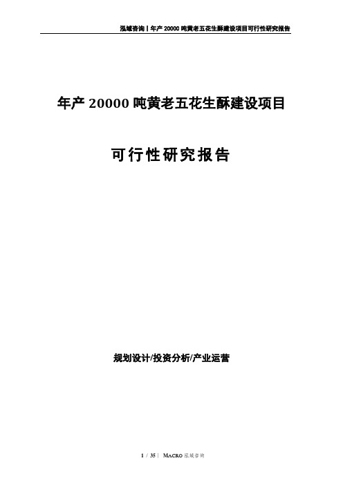 年产20000吨黄老五花生酥建设项目可行性研究报告