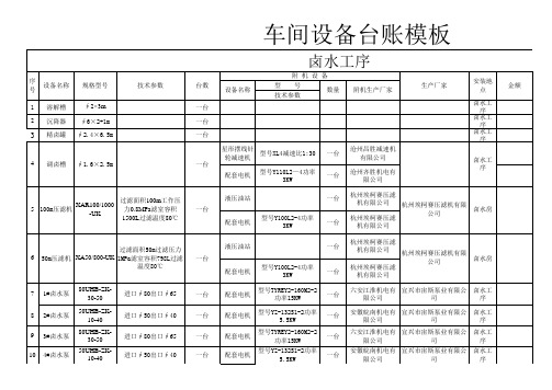 车间设备台账模板