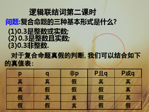 高一数学最新课件-逻辑联结词第二课时 精品