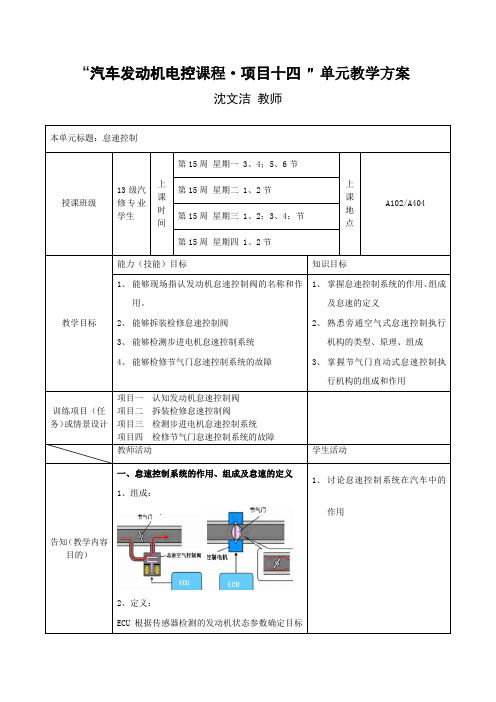 汽车发动机电控  项目十四(怠速控制)