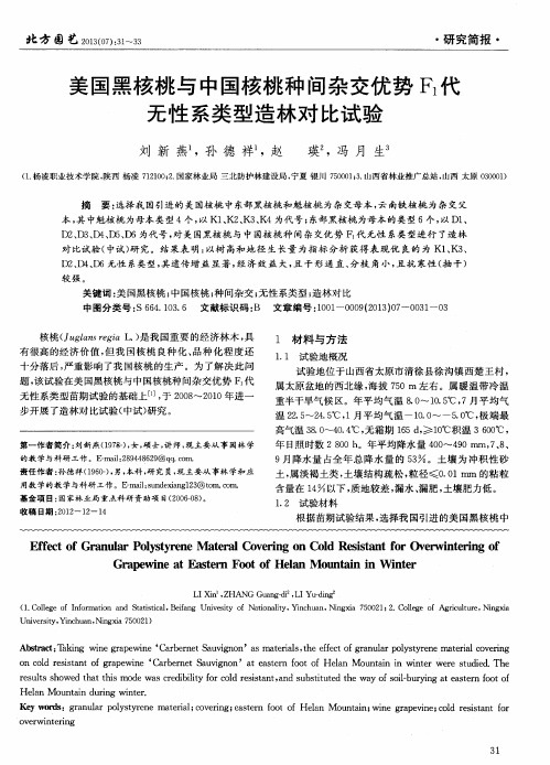 美国黑核桃与中国核桃种间杂交优势F1代无性系类型造林对比试验