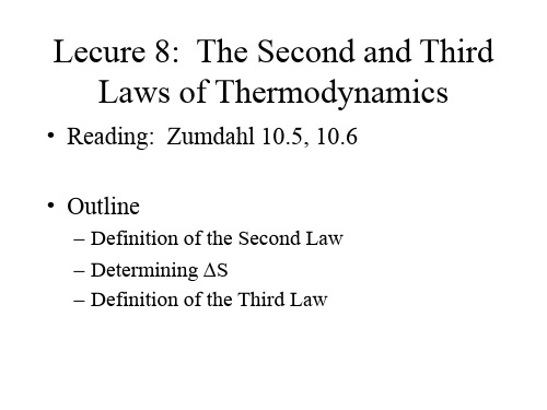 热力学第二、第三定律  英文版