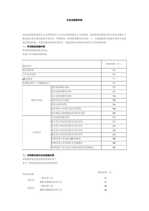 化妆品检验时限