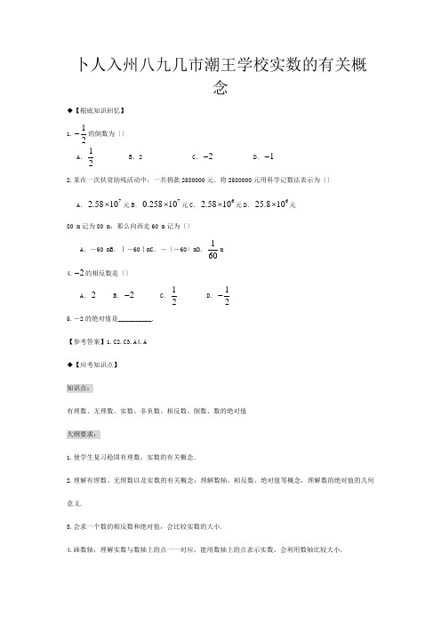 九年级数学中考专题复习数与式 试题