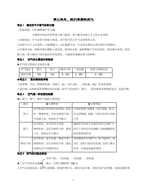 人教版九年级化学第二章我们周围的空气讲义