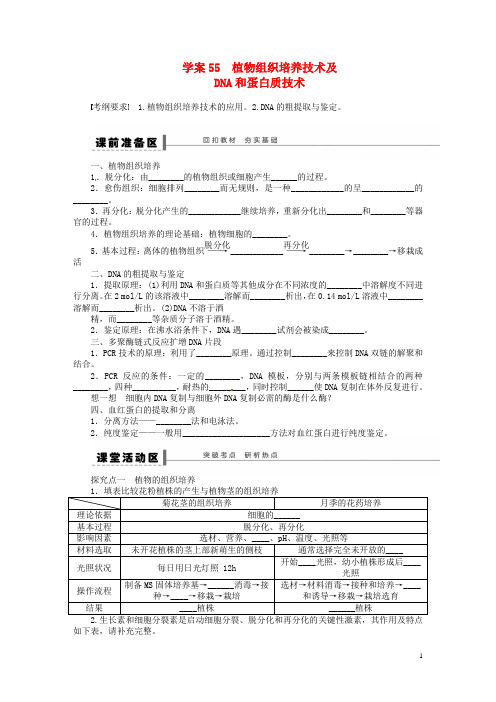 高考生物一轮复习(课前准备+课堂巩固+课后练习)植物组织培养技术及学案 鲁科版