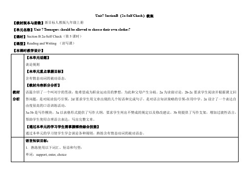 人教版英语9年级全册Unit7_SectionB(2a-Self_Check)教案