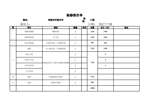 工程预算报价单