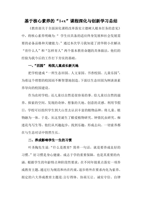 基于核心素养的“1 x”课程深化与创新学习总结