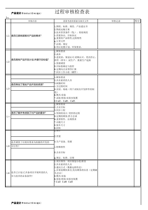 过程审核检查表