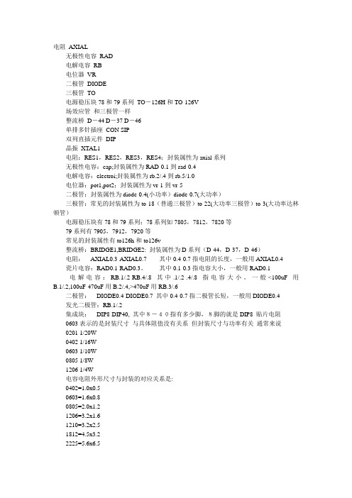 PCB中常用器件名称及分类