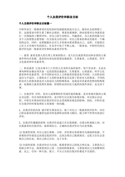 个人自我评价和职业目标