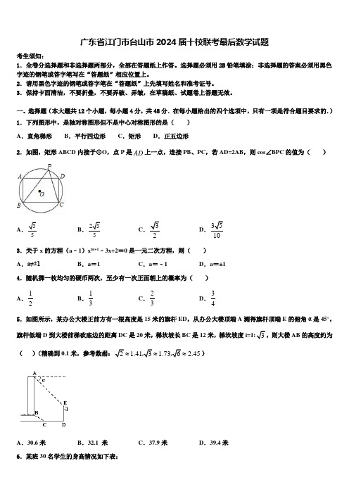 广东省江门市台山市2024届十校联考最后数学试题含解析