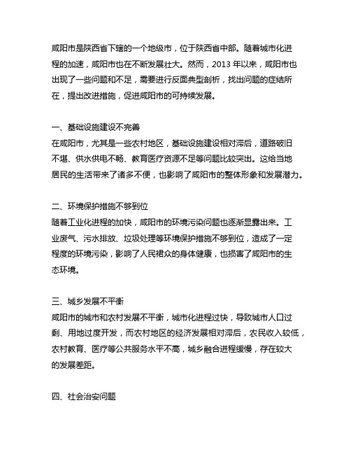 2023年咸阳市反面典型剖析材料