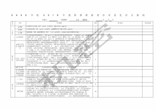 学校教师职称评审量化评分细则