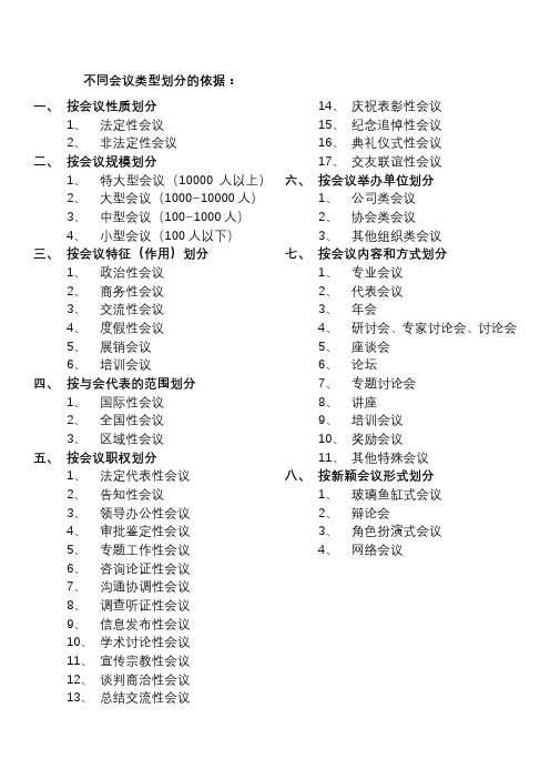 会议类型划分