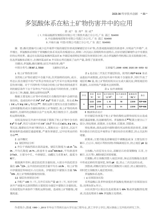 多氢酸体系在粘土矿物伤害井中的应用