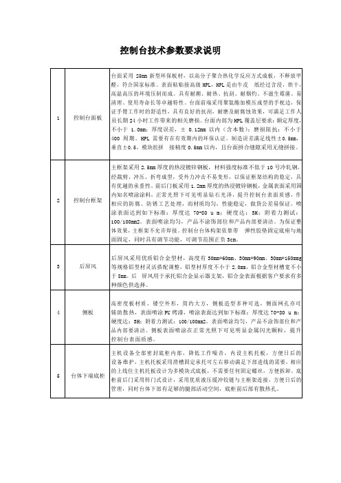 指挥中心控制台技术参数