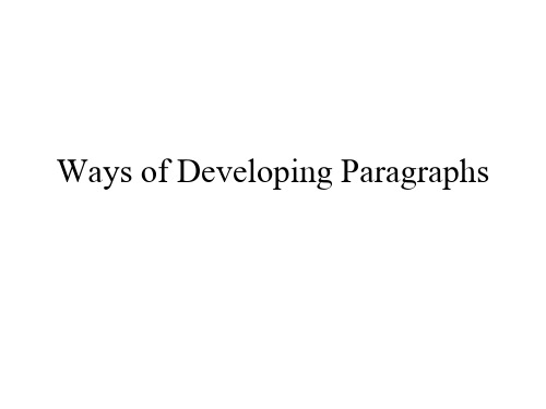 Ways of Developing paragraphs