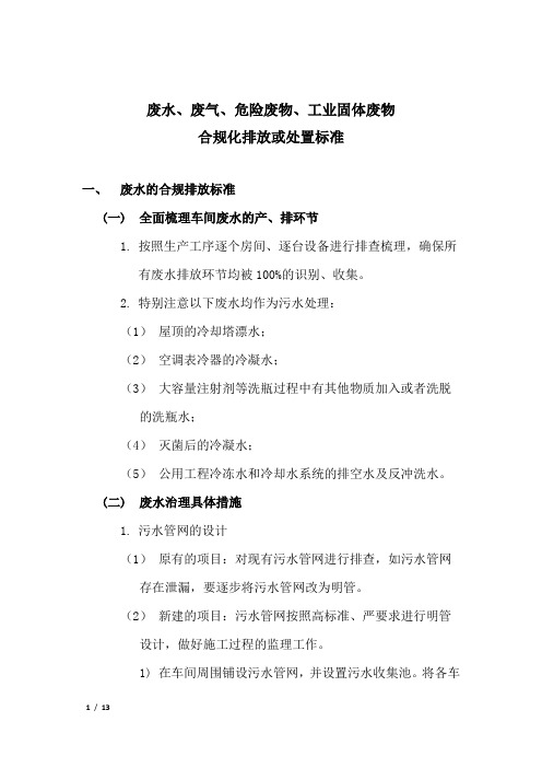 废水、废气、危险废物及工业固体废物合规化排放或处置标准(1)