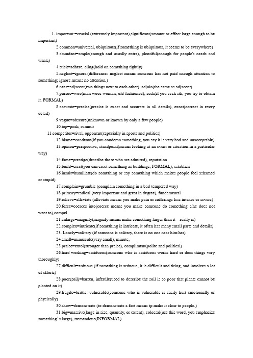 英语学习经典实用材料：100个替换词