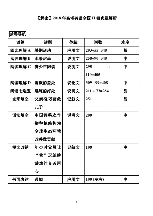 (完整word版)【最详尽解析】2018年高考英语全国2卷真题