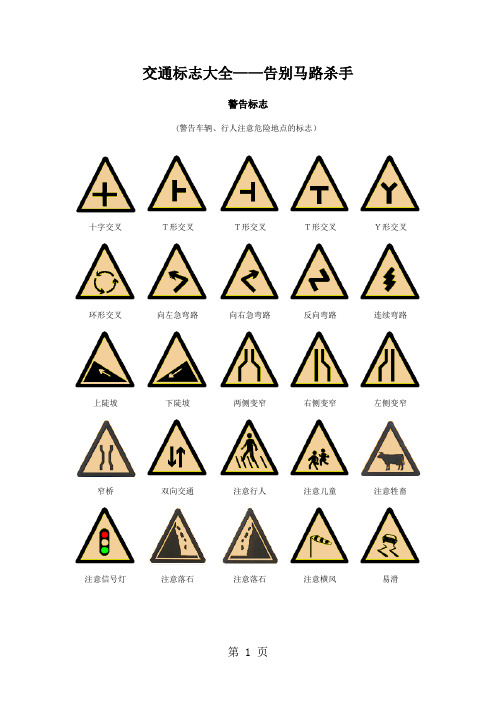 交通标志大全——告别马路杀手13页word文档