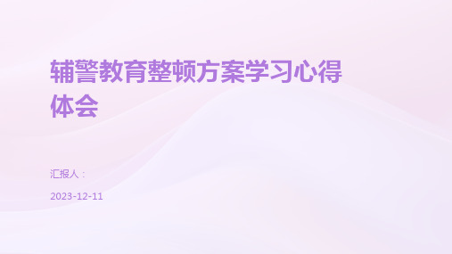 辅警教育整顿方案学习心得体会