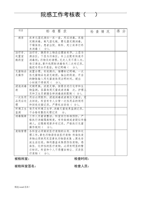 院感工作考核-表