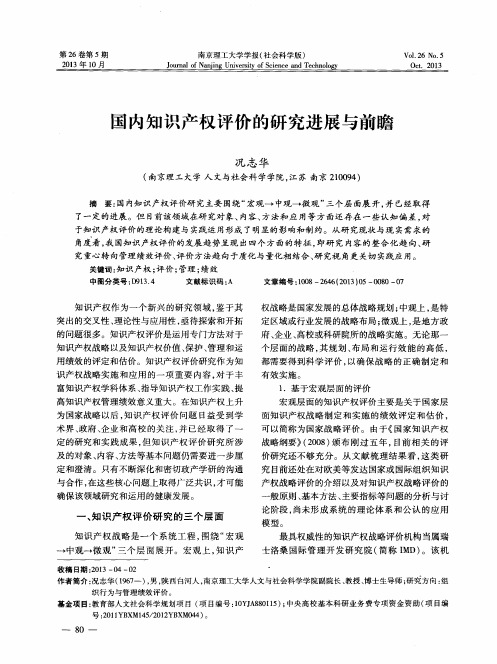 国内知识产权评价的研究进展与前瞻