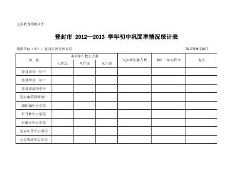 B33巩固率情况统计表(初中段)