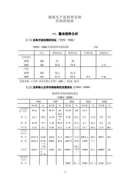 我国生产资料所有制结构的状况