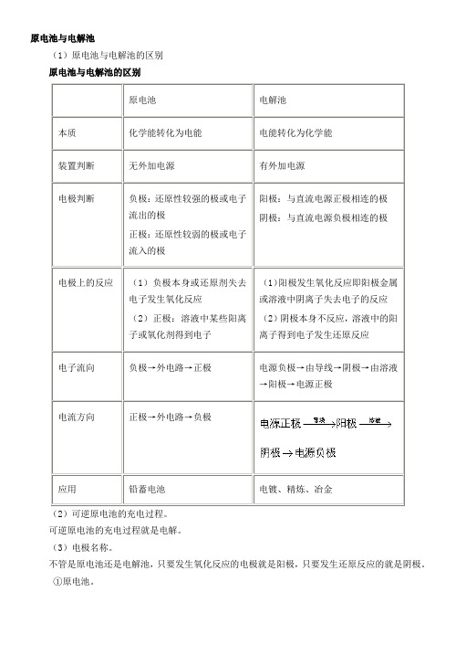 人教版高中化学选修四原电池与电解池